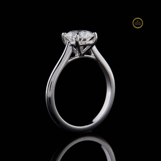 Round Cut Moissanite Diamond Solitaire Engagement Ring With Cathedral