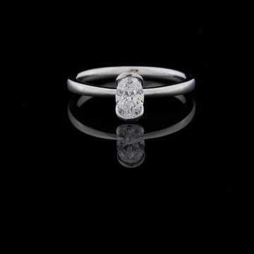 Elongated Oval Lab Grown Solitaire Ring with Slim Band