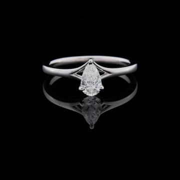 Pear Cut Moissanite Solitaire Ring with Unique Band
