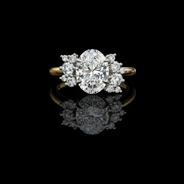 1.01 CT Luxury Oval Cut Cluster Multi Stone Lab Grown Diamond Bridal Elegant Ring For Love