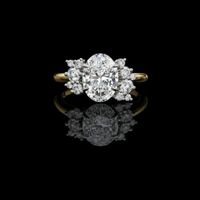 Oval Cut Flower Clusters Ring With Lab Grown Diamond