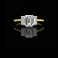 1.02 CT Elegance Emerald Cut Lab Grown Diamond Ring Three Stone Fine Jewelry for Anniversary Gift
