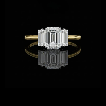 1.02 CT Elegance Emerald Cut Lab Grown Diamond Ring Three Stone Fine Jewelry for Anniversary Gift