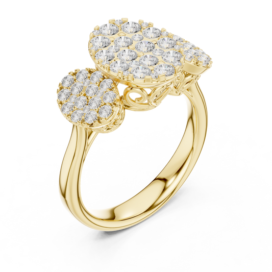Triple Oval Shape Cluster With Round Cut Moissanite diamond Wedding Ring