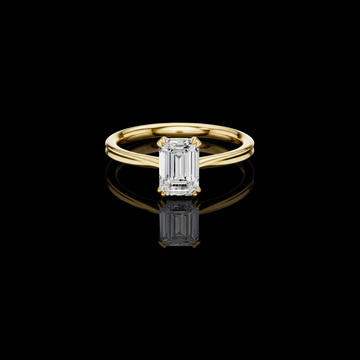 1.07 TCW Solitaire Ring Showcasing a Striking Emerald Cut Moissanite Diamond