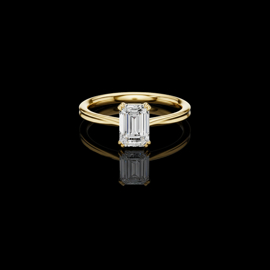 1.07 TCW Solitaire Ring Showcasing a Striking Emerald Cut Moissanite Diamond