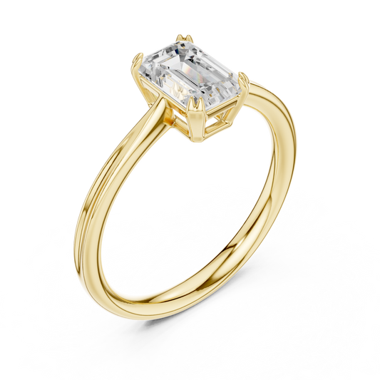 Emerald Cut Moissanite Diamond Solitaire Engagement Ring