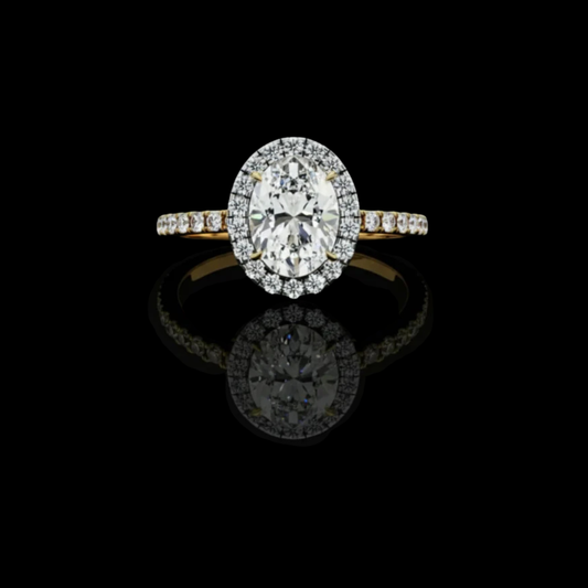 1.09 CT Halo of Radiant Brilliance Oval Lab Grown Diamond Ring Crafted for Timeless Elegance