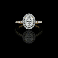 Oval Cut Halo Moissanite Diamond Ring