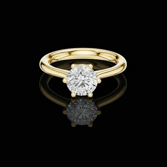 1.17 TCW Dazzling Round Brilliant Moissanite Diamond Solitaire Elegant Six Prong Engagement Ring For Her