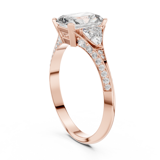 Radiant Lab Diamond Anniversary Ring With Pave Band