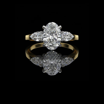 1.20 CT Three Stone Oval Cut Lab Grown Diamond Ring with Side Pear Cut Elegance For Still Love