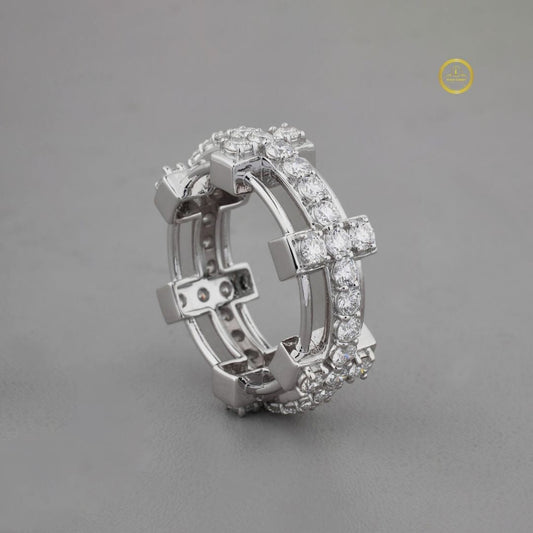 Round Cut Lab Grown Diamond Pave Wedding Band
