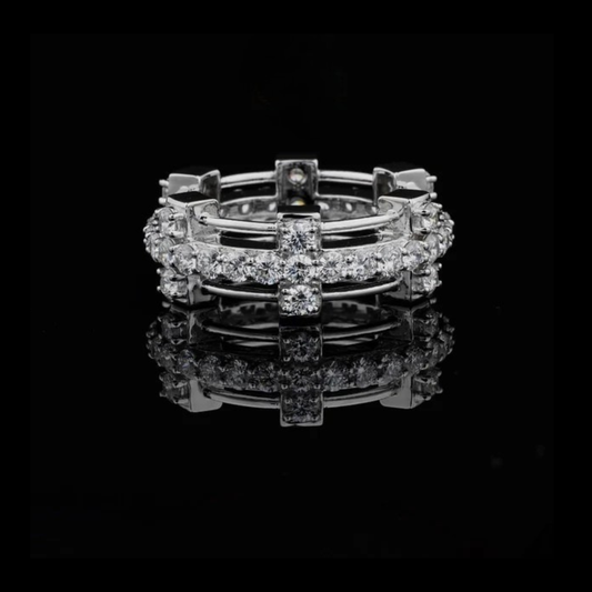 Round Cut Lab Grown Diamond Pave Wedding Band
