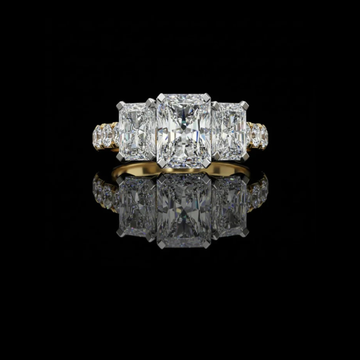 1.21 CT Dazzling Lab Grown Three Stone Radiant Cut Diamond Ring Luxury Collection For Her