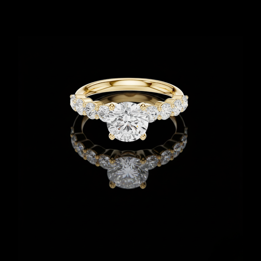 1.25 CT Classic Round Brilliant Moissanite Diamond Ring With Graduated Side Stones Luxury Bridal Jewelry