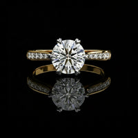 Round Cut Lab Grown Diamond Solitaire Pave Engagement Ring