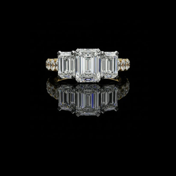 1.31 CT Stunning Lab Grown Three Stone Emerald Cut Diamond Ring Luxury Collection For Her