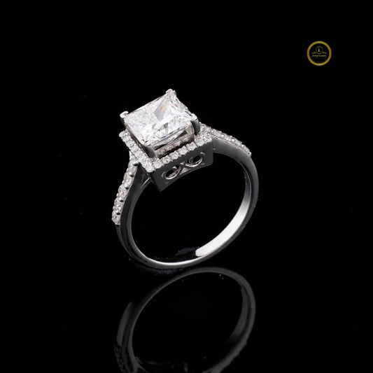 Princess Cut Hidden Halo Lab Grown Diamond Ring