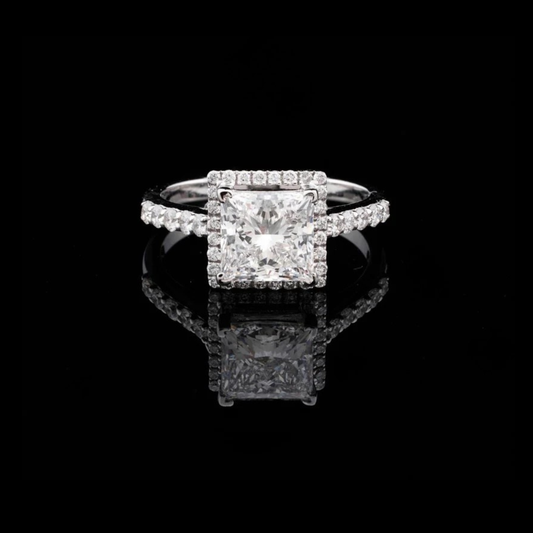 Princess Cut Hidden Halo Lab Grown Diamond Ring