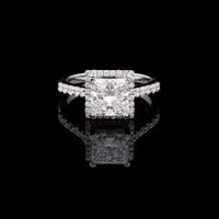 Princess Cut Hidden Halo Moissanite Diamond Ring