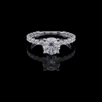Round Cut Lab Grown Pavé Band Engagement Ring
