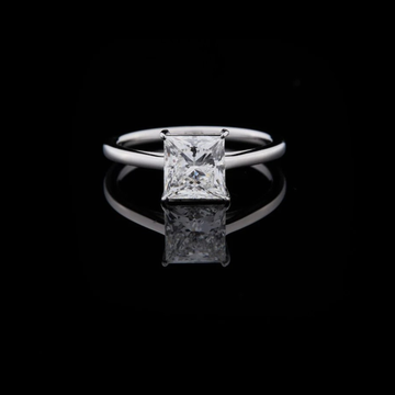 1.5 TCW Refined Princess Cut Lab Grown Diamond Solitaire Ring Set in a Sleek Band