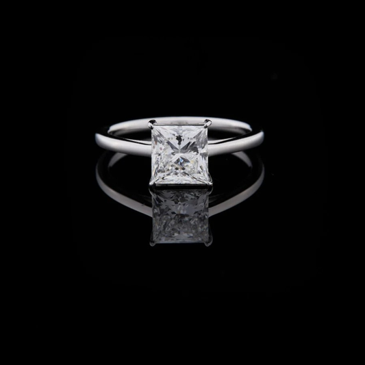 Princess Cut Moissanite Diamond Solitaire Engagement Ring