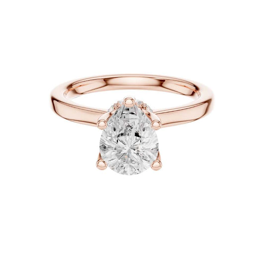 Pear Cut Moissanite Diamond Cathedral Solitaire Engagement Ring