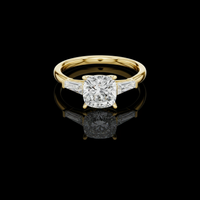 Lab Grown Cushion Three Stone Wedding Ring For Women