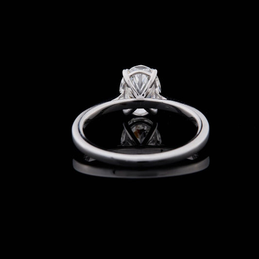 Cathedral Style Oval Cut Moissanite Diamond Solitaire Engagement Ring