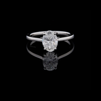 Cathedral Style Oval Cut Lab Grown Solitaire Ring