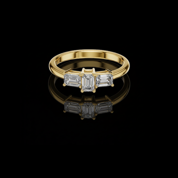 1.68 TCW Sparkling Three Stone Emerald Moissanite Diamond Ring with Classic Prong Setting