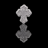 Baguette Lab Grown Diamond Cross Pendant Pave Halo Frame