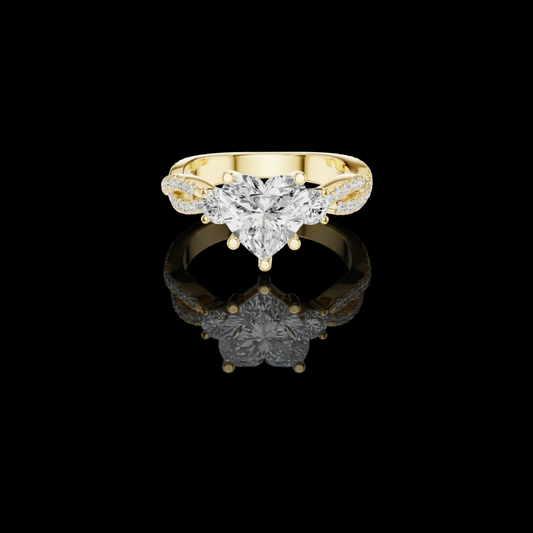1.80 CT Gorgeous Heart Shaped Triple Stone Lab Grown Diamond Ring with Pave Twist Band