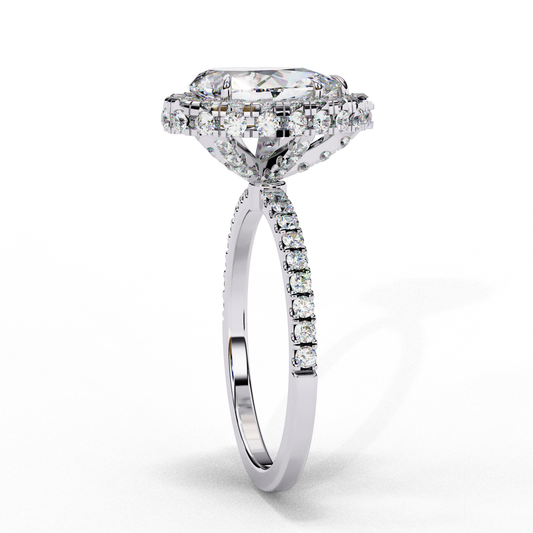 Classic Pear Halo Lab Grown Diamond Ring