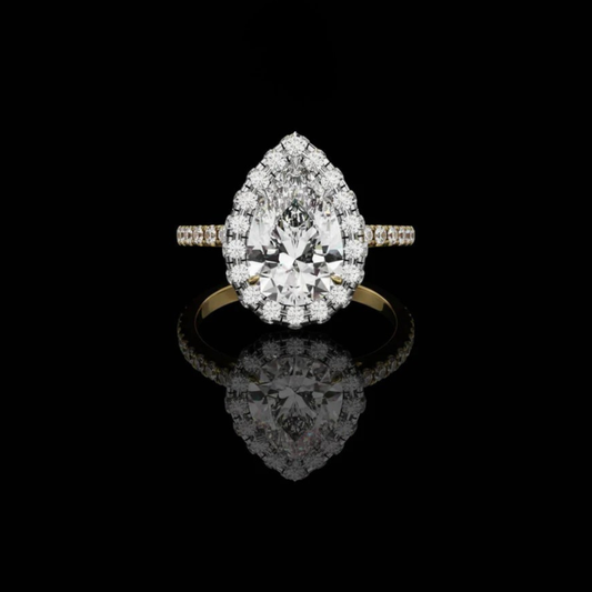 Classic Pear Halo Lab Grown Diamond Ring