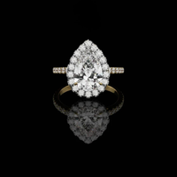 Classic Pear Halo Moissanite Diamond Ring