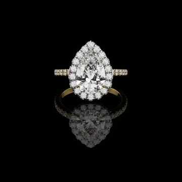 1.81 CT Exquisite Luxurious Blend of Brilliance Pear-Shaped Lab Grown Diamond Halo Ring