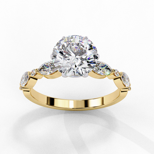 Engagement Lab Grown Diamond Wedding Ring With Marquise Side Stones