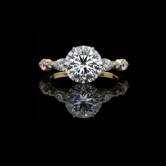 Engagement Lab Grown Diamond Wedding Ring With Marquise Side Stones