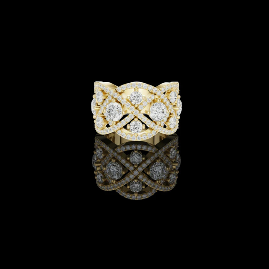 Round Cut Lab Grown Diamond Interwoven Infinity Cluster Band Ring