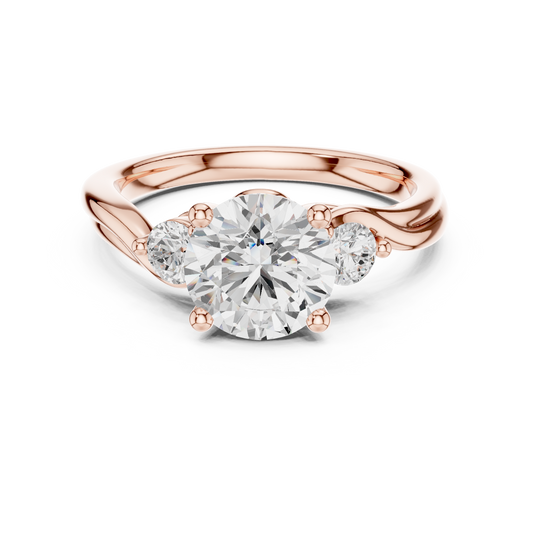 Three Stone Round Cut Moissanite Diamond Twisted Band Ring