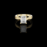 Emerald Cut Solitaire Twisted Split Shank Moissanite Ring