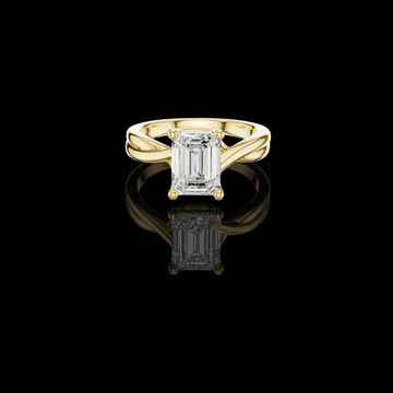 Emerald Cut Solitaire Twisted Split Shank Lab Grown Ring