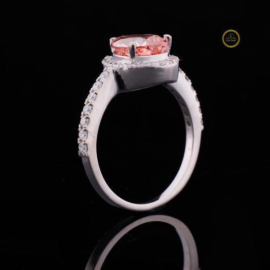 Fancy Orange Pear Halo Lab Grown Diamond Ring