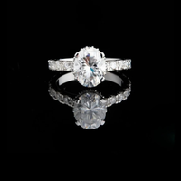 Oval Cut Lab Grown Diamond Solitaire Pave Engagement Ring