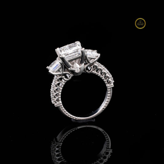 Princess Cut Lab Diamond Cathedral Engagement Ring Wedding Band