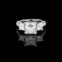Lab Grown Princess Cut Filigree Cathedral Wedding Bridal Ring