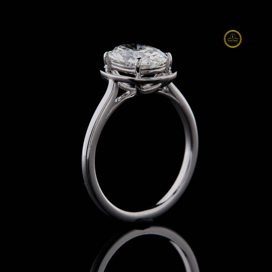 Oval Cut Lab Grown Diamond Solitaire Band Ring